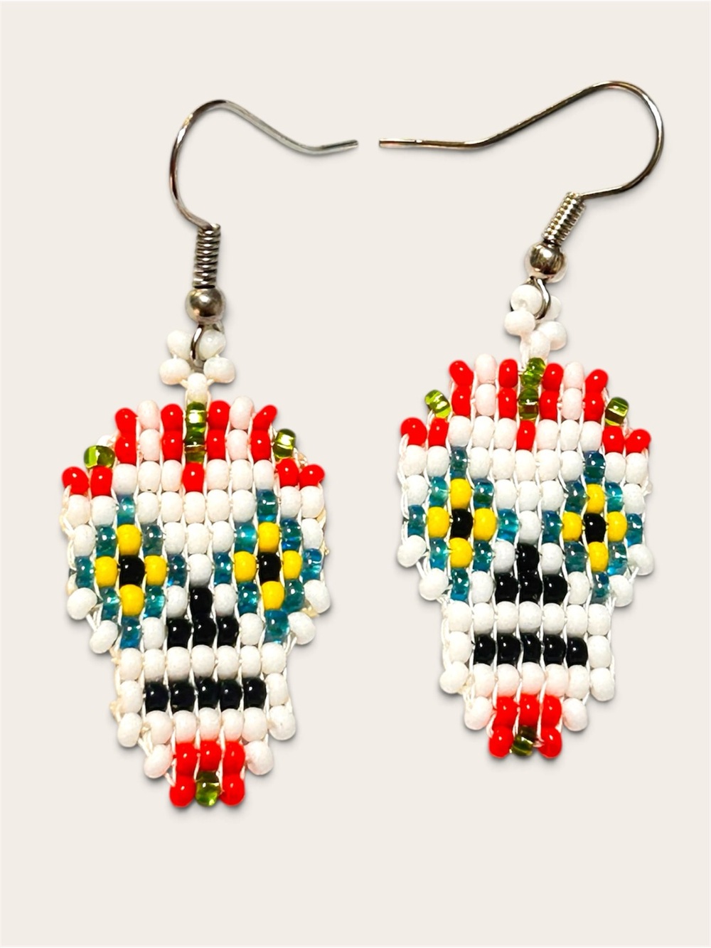 Handmade Sugar Skull Miyuki Delica Glass Seed Beaded Day of the Dead Earrings